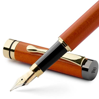 Wordsworth & Black Crest Wooden Fountain Pen 18K Gold-Plated Nib