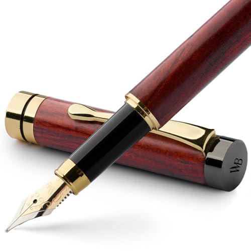 Wordsworth & Black Crest Wooden Fountain Pen 18K Gold-Plated Nib