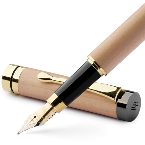 Wordsworth & Black Crest Wooden Fountain Pen 18K Gold-Plated Nib