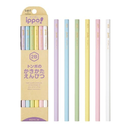 Tombow Ippo 2B Hexagonal Wooden Pencils Pastel 12-Pack Set