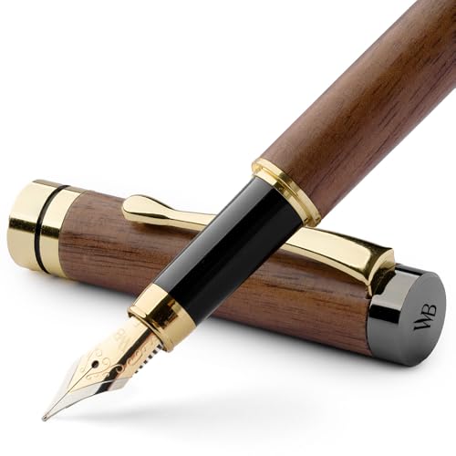 Wordsworth & Black Crest Wooden Fountain Pen 18K Gold-Plated Nib