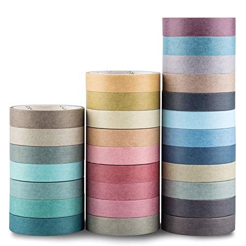 Yubbaex Mini Washi Tape Set 0.4in Wide Decorative Masking Rolls