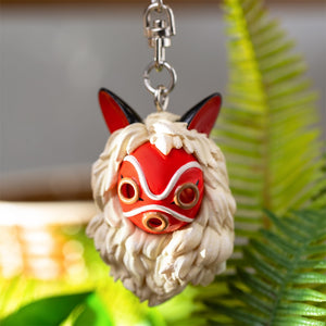 Princess Mononoke Mask and Kodama Keychain  - Ghibli Studio