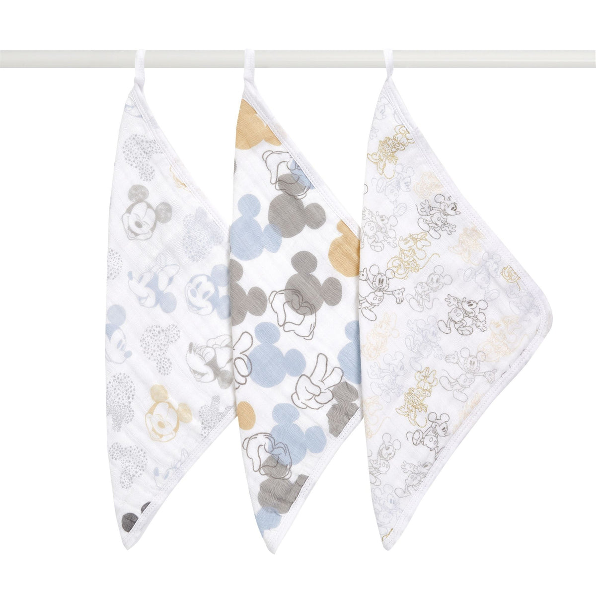 【aden + anais】Muslin Washcloth Set 3 Pack of [number] pieces: Mickey + Minnie AWCC30002DIJ