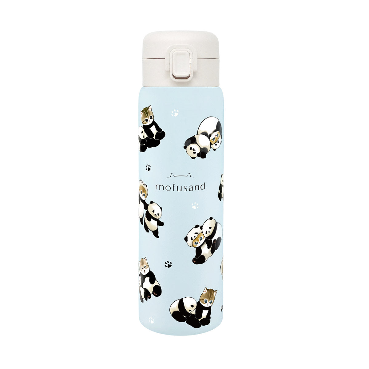 Mofusand Stainless Steel One-Push Bottle 16 fl oz Panda Cat