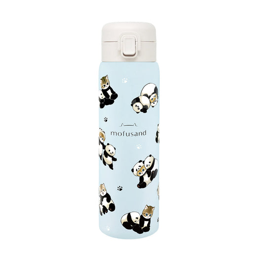 Mofusand Stainless Steel One-Push Bottle 16 fl oz Panda Cat