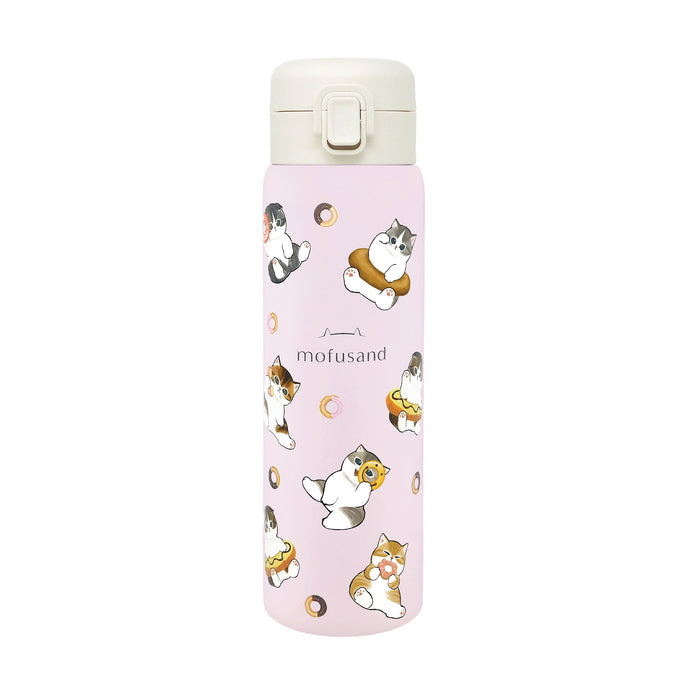 Mofusand Stainless One-Push Water Bottle 480ml Donut Cat Pattern