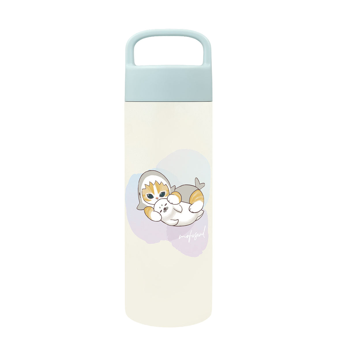 mofusand Handle Stainless Steel Bottle 500ml Pastel Shark Cat