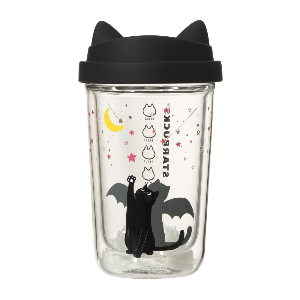 Starbucks Halloween Glow-in-the-Dark Cat Double Wall Heat-Resistant Glass Cup 12 fl oz