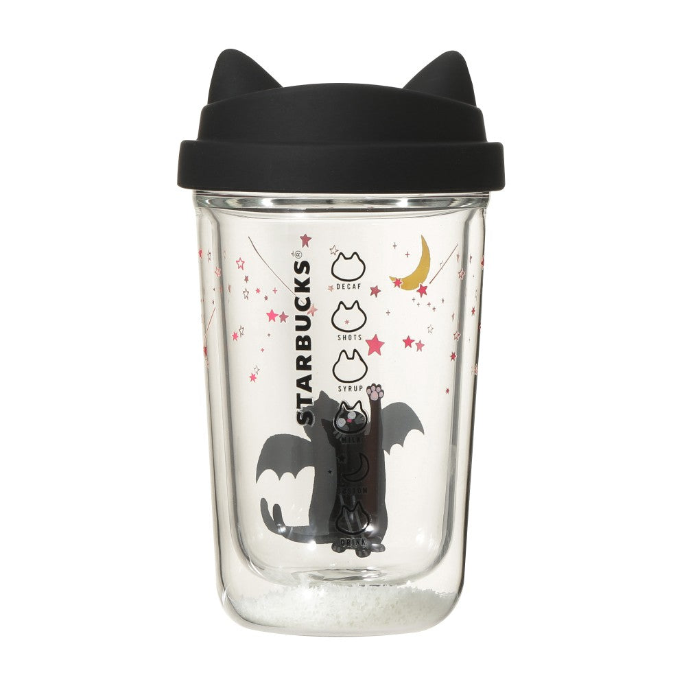 Starbucks Halloween Glow-in-the-Dark Cat Double Wall Heat-Resistant Glass Cup 12 fl oz
