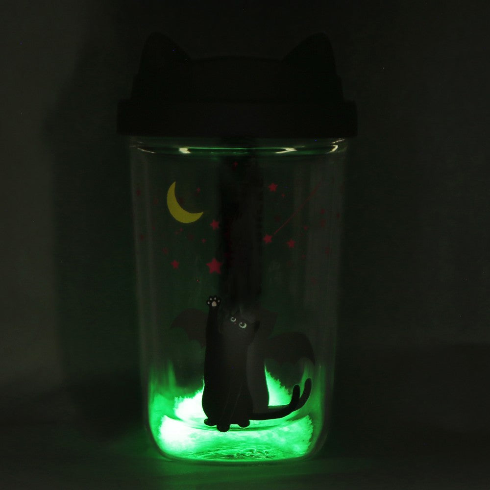 Starbucks Halloween Glow-in-the-Dark Cat Double Wall Heat-Resistant Glass Cup 12 fl oz