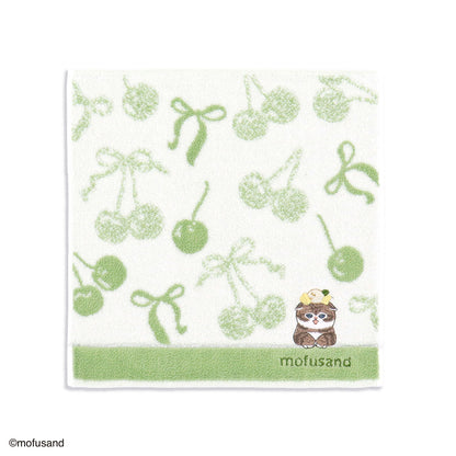 Mofusand Sweet and Sour Kitty Towel Handkerchief Green 4547855353265