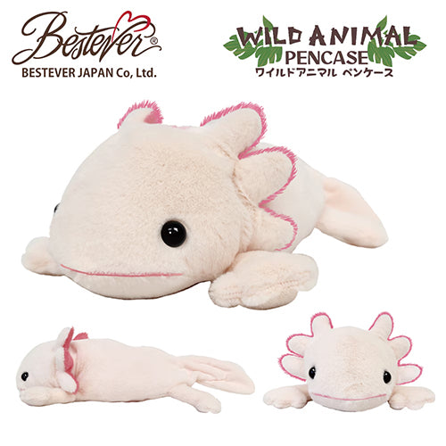 Bestever Wild Animal Pencil Case Axolotl Plush Stationery Holder