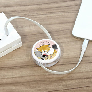 Mofusand PD60W Compatible USB2.0 Reel-Type Type-C Cable (Napping Cat)