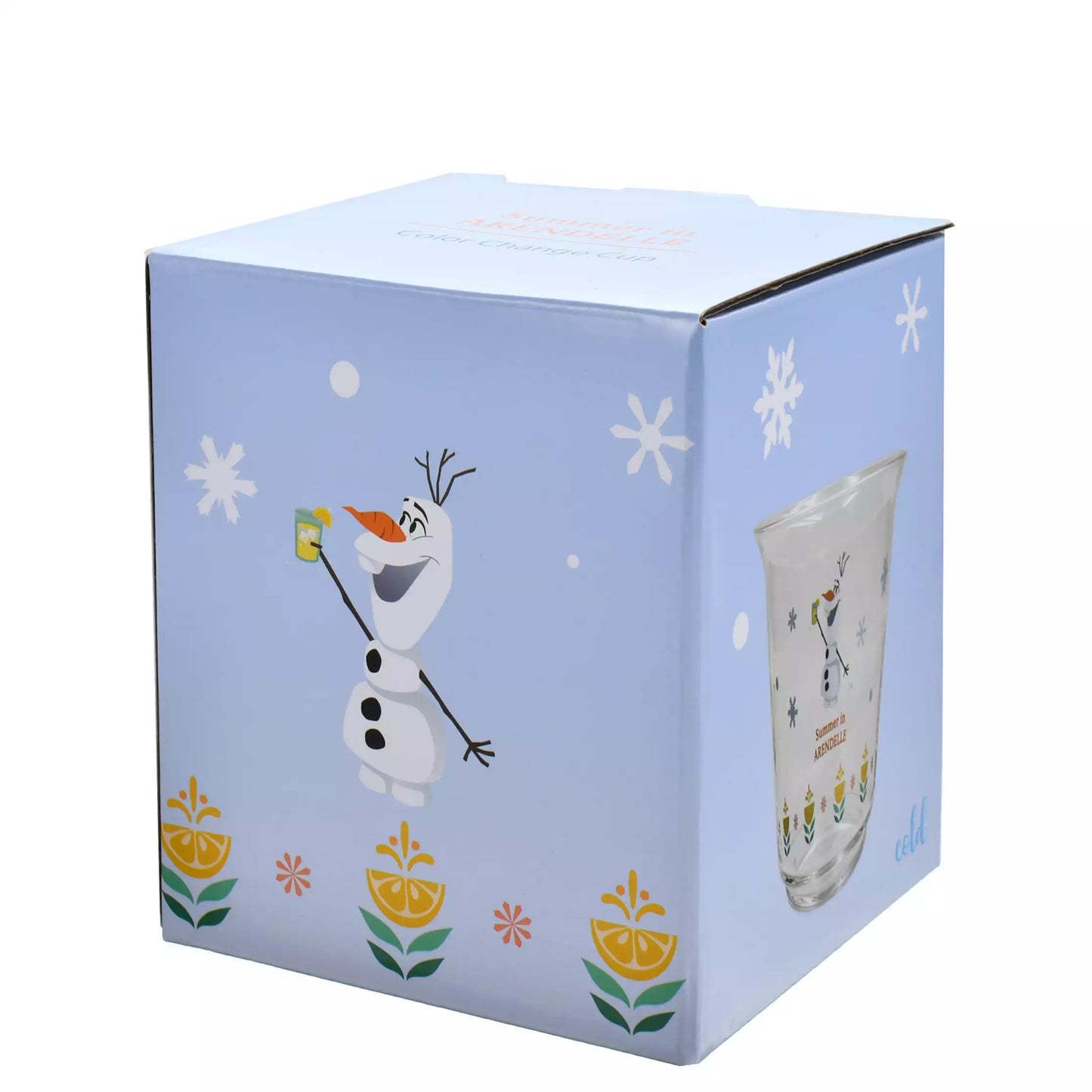 Olaf Glass Heat Resistant Glass Color Changing Summer in ARENDELLE Drinkware - Disney Store Japan