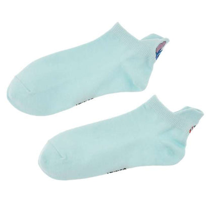 Stitch & Scrump Socks, Ankle, Pop-out Face Embroidery, Asymmetrical, Blue - Disney Store Japan