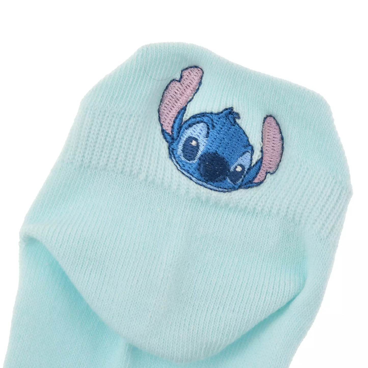 Stitch & Scrump Socks, Ankle, Pop-out Face Embroidery, Asymmetrical, Blue - Disney Store Japan