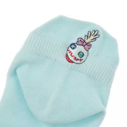 Stitch & Scrump Socks, Ankle, Pop-out Face Embroidery, Asymmetrical, Blue - Disney Store Japan