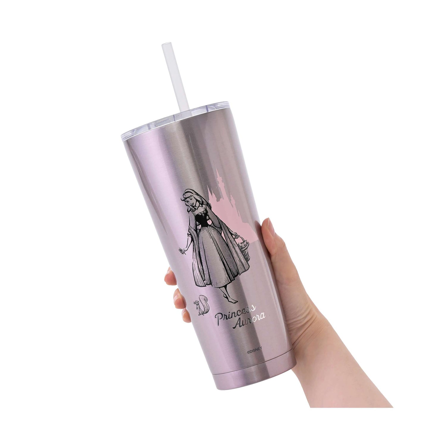 Princess Aurora Stainless Steel Tumbler with Straw 750ml