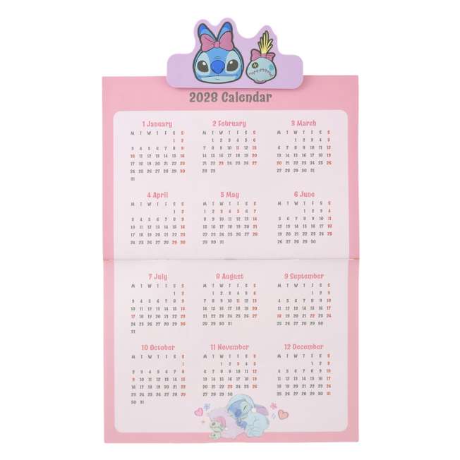 Disney Stitch & Scrump Wall Calendar With Clip 4550586357990