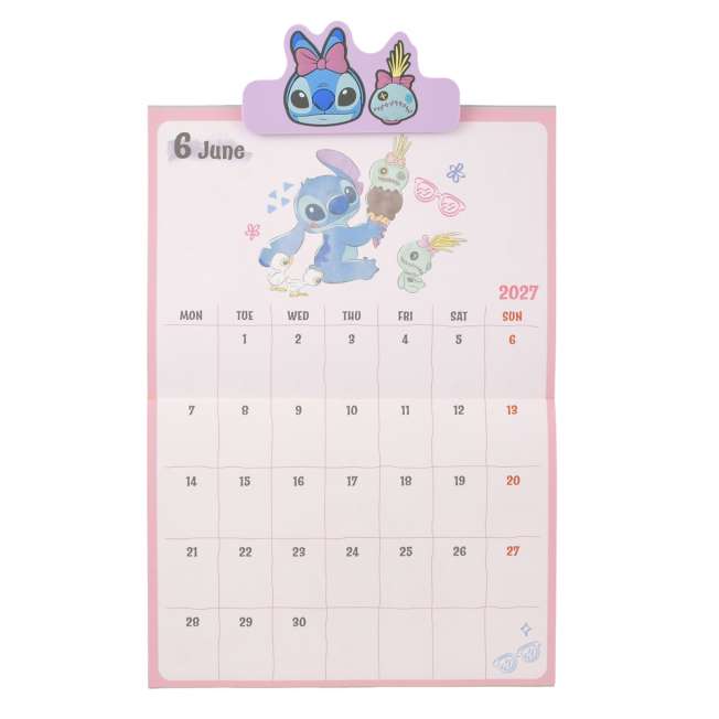 Disney Stitch & Scrump Wall Calendar With Clip 4550586357990