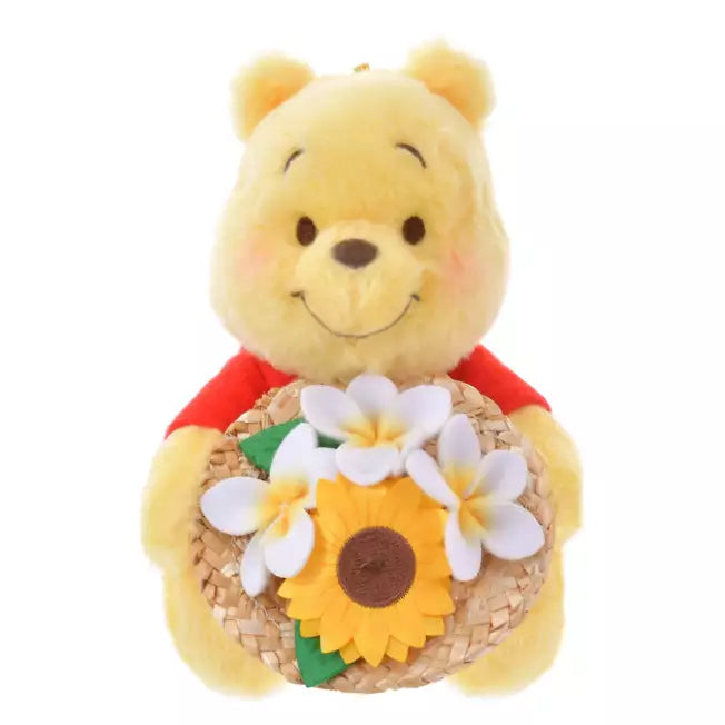 Winnie the Pooh stuffed animal keychain straw hat