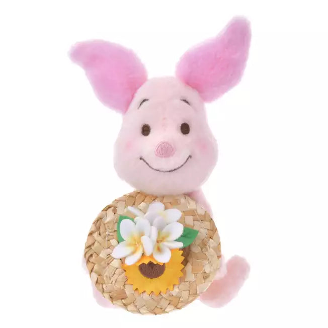 Piglet Plush Keychain Straw Hat