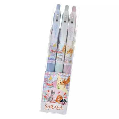 Disney Character Sarasa Clip 0.5 mm Gel Ballpoint Pen Set Retro Check - Disney Store Japan