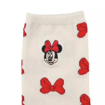 Minnie socks with ribbon pattern and face embroidery 23-25 - Disney Store Japan
