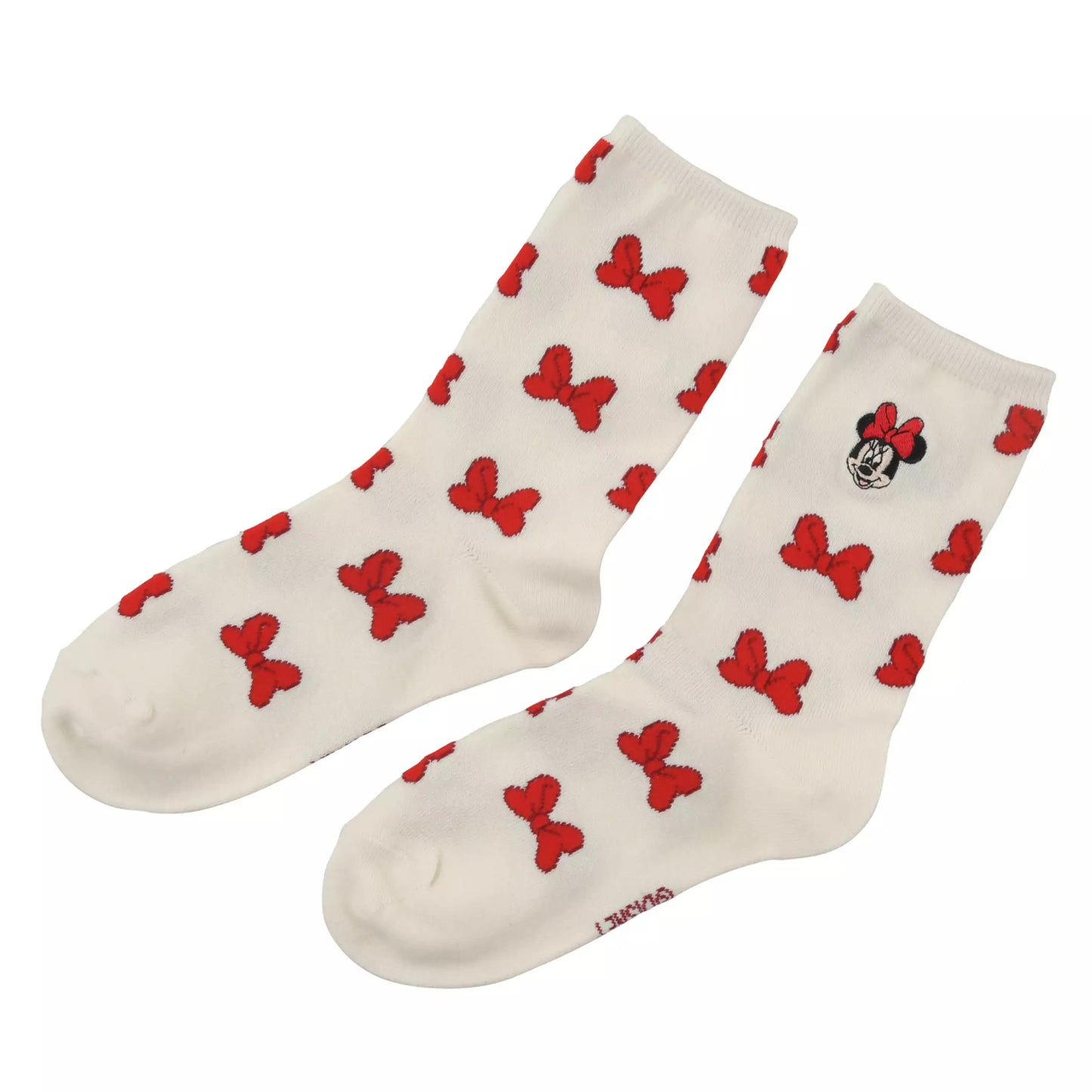 Minnie socks with ribbon pattern and face embroidery 23-25 - Disney Store Japan