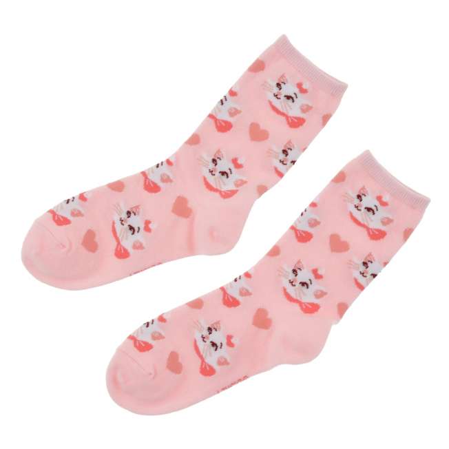 Marie The Fashionable Cat Socks Heart Pink 23-25 - Disney Store Japan