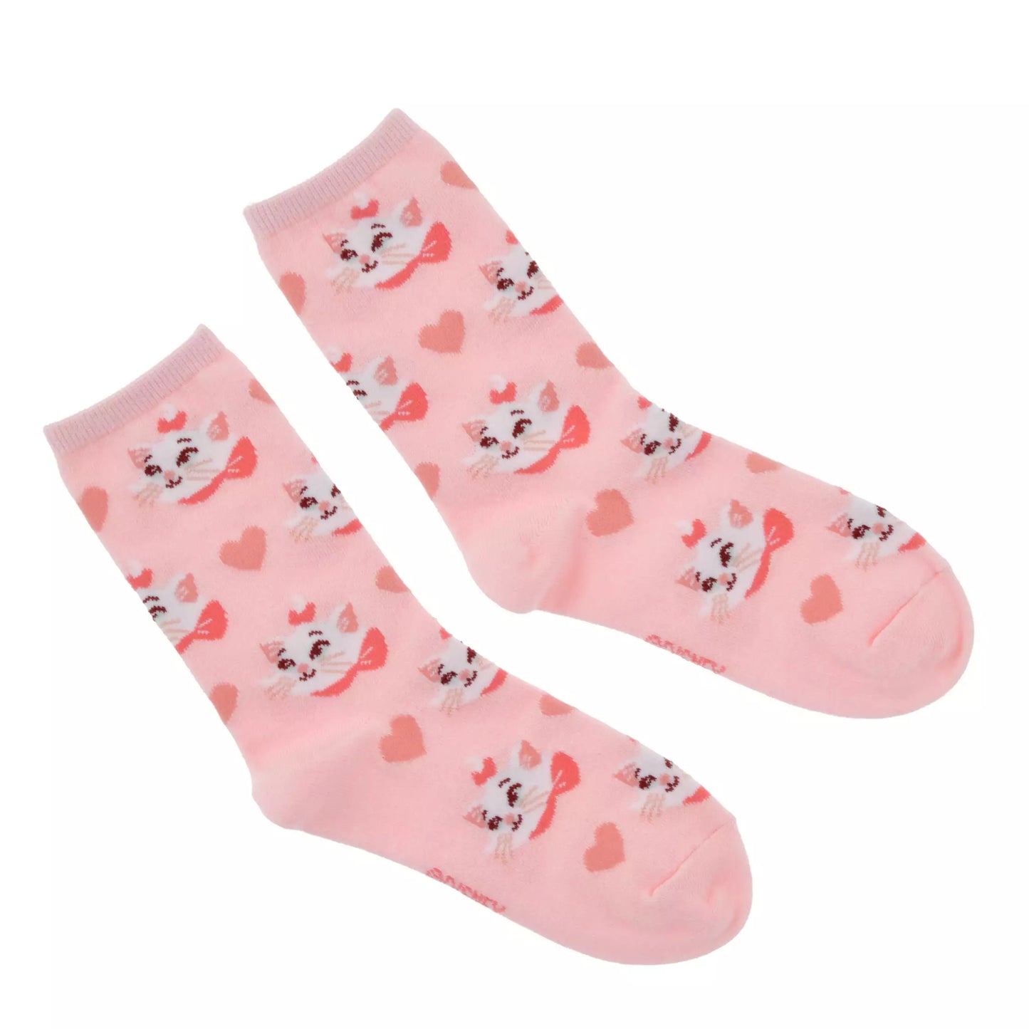 Marie The Fashionable Cat Socks Heart Pink 23-25 - Disney Store Japan