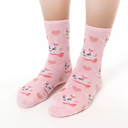 Marie The Fashionable Cat Socks Heart Pink 23-25 - Disney Store Japan
