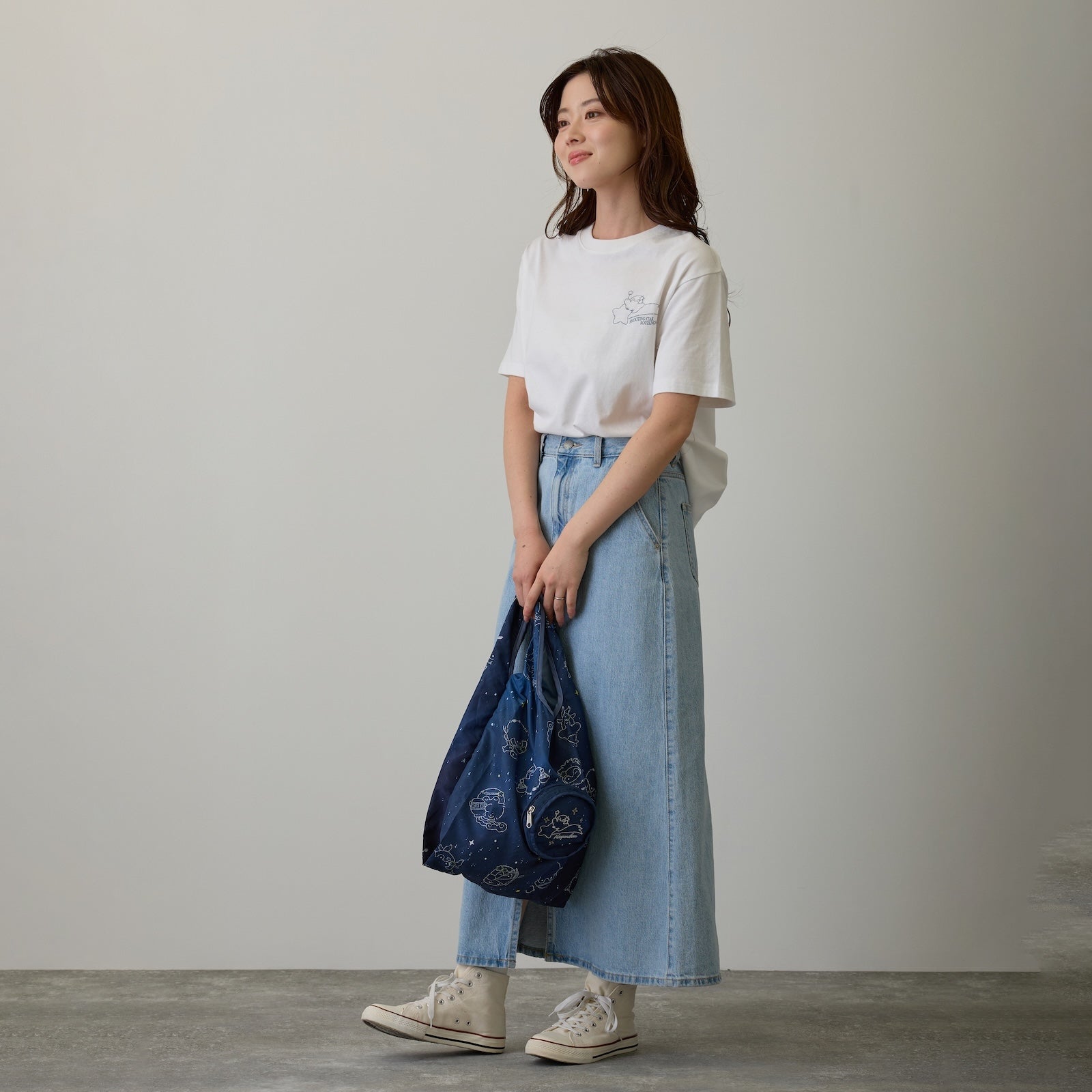 Koupen-chan Constellation Pattern Eco Bag Navy with Pouch