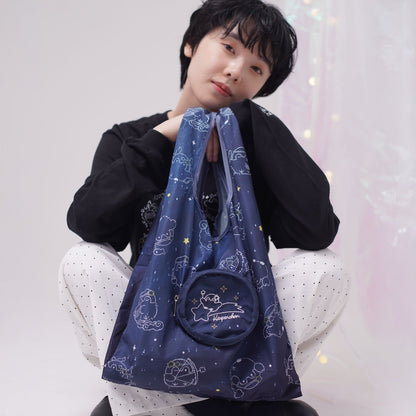 Koupen-chan Constellation Pattern Eco Bag Navy with Pouch