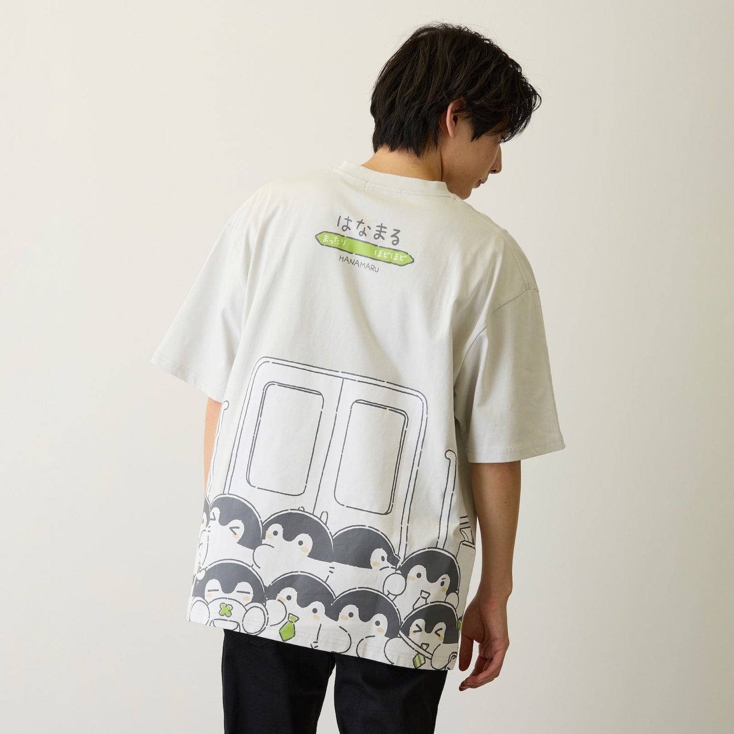 Koupen-chan Anime Packed Train Graphic Big Silhouette T-Shirt Gray