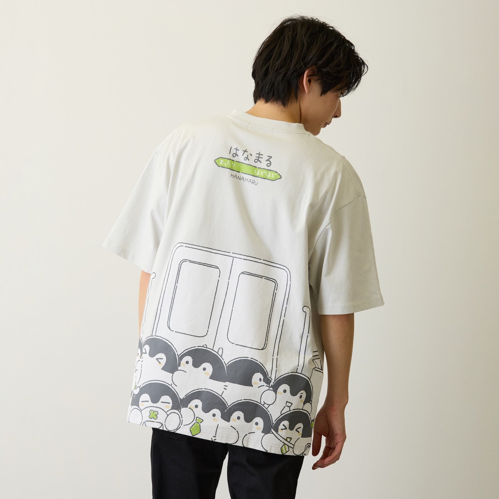 Koupen-chan Anime Packed Train Graphic Big Silhouette T-Shirt Gray