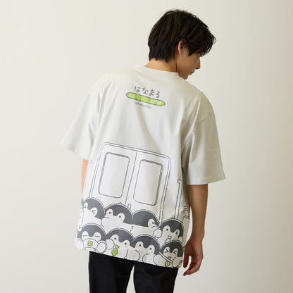 Koupen-chan Anime Packed Train Graphic Big Silhouette T-Shirt Gray