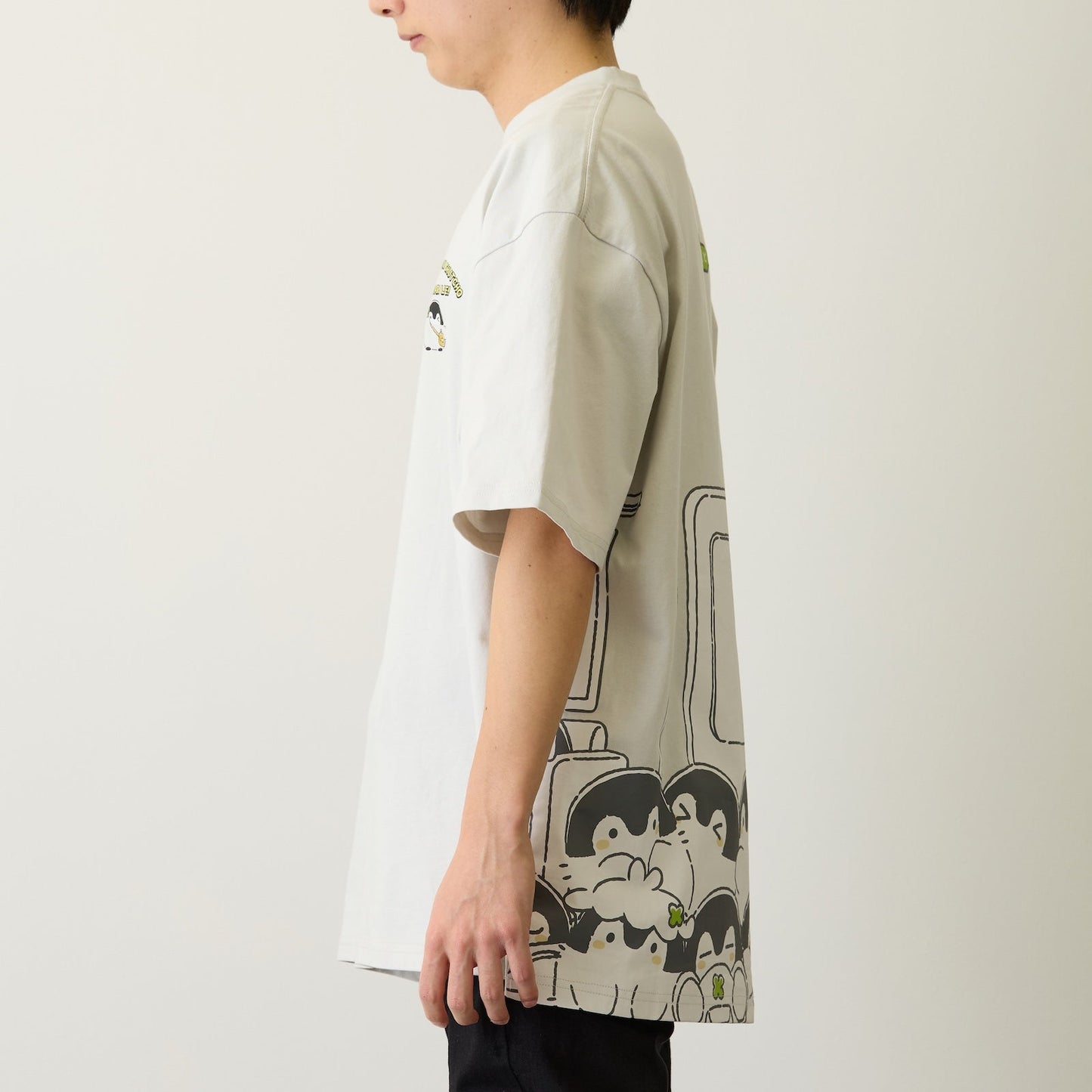 Koupen-chan Anime Packed Train Graphic Big Silhouette T-Shirt Gray