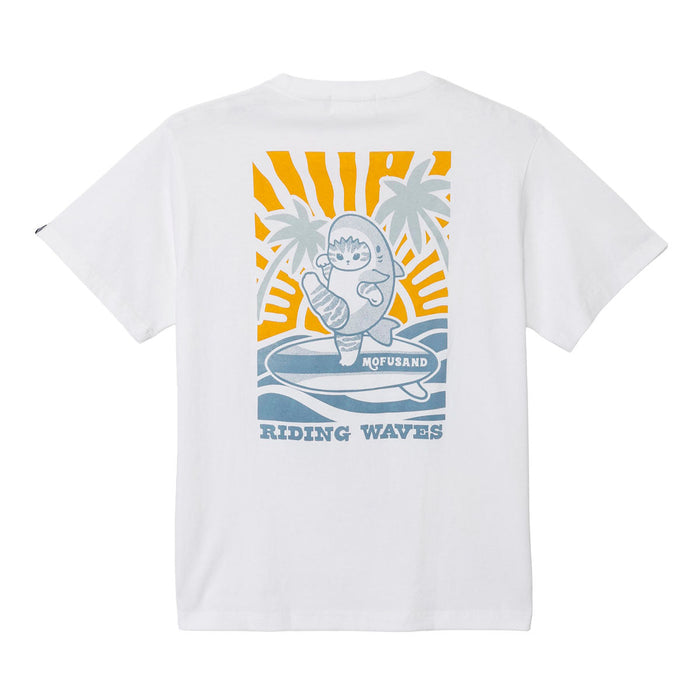 mofusand BOARD SHARK! RIDING WAVES Graphic T-Shirt White