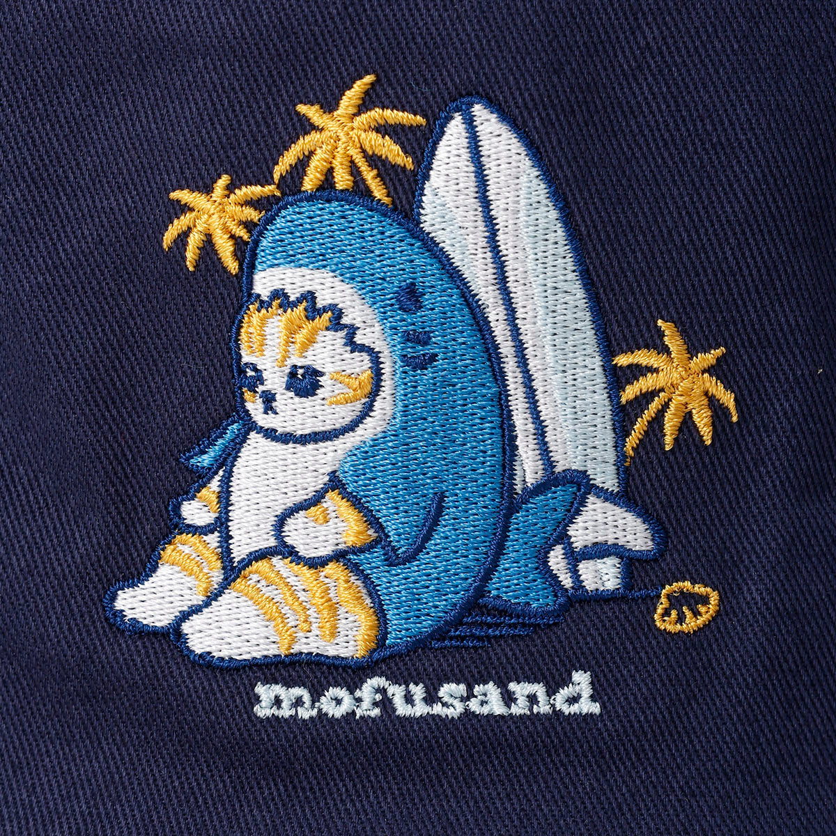 mofusand Board Shark Bucket Hat Navy Cotton Embroidered Cap