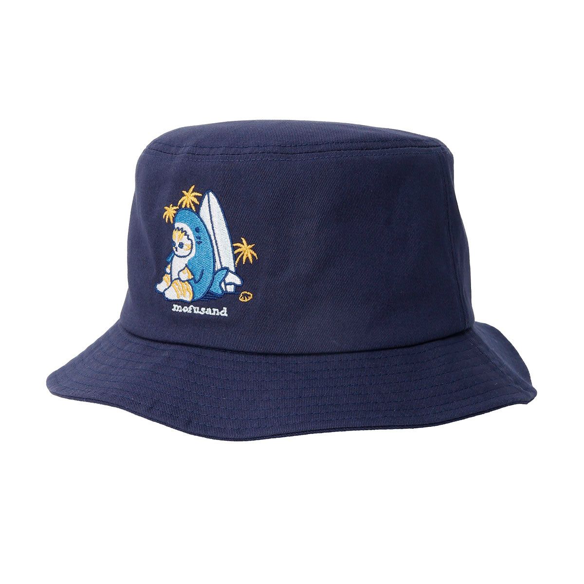 mofusand Board Shark Bucket Hat Navy Cotton Embroidered Cap