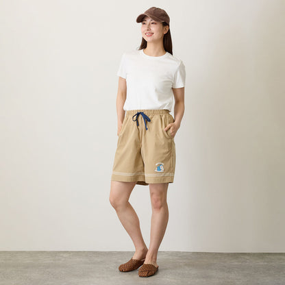 Mofusand Board Shark Print Shorts Sand Beige