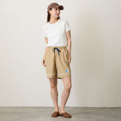 Mofusand Board Shark Print Shorts Sand Beige
