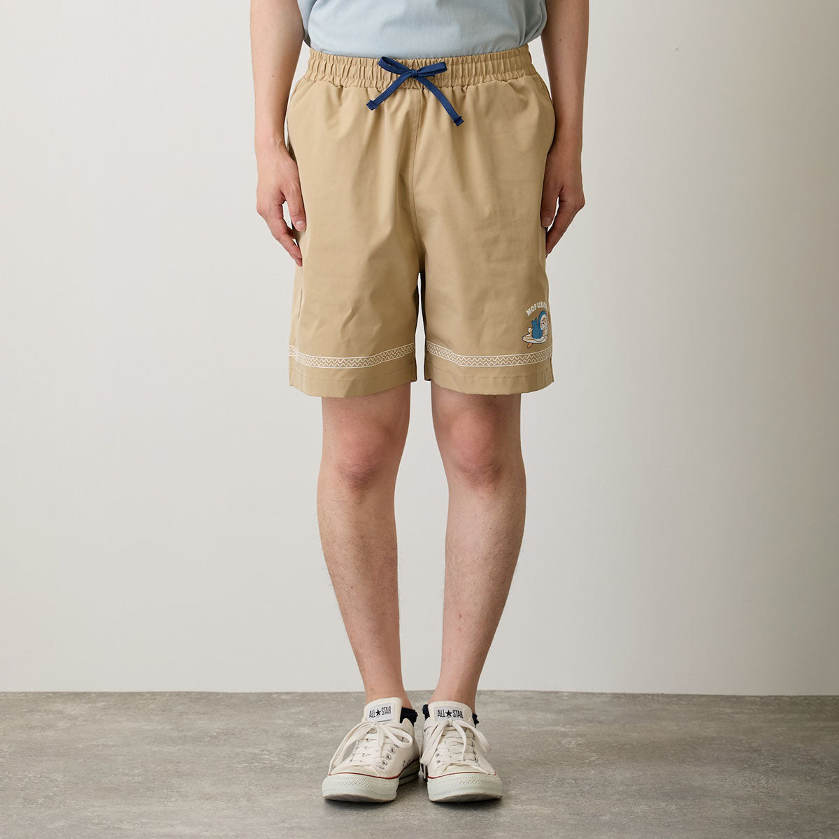 Mofusand Board Shark Print Shorts Sand Beige