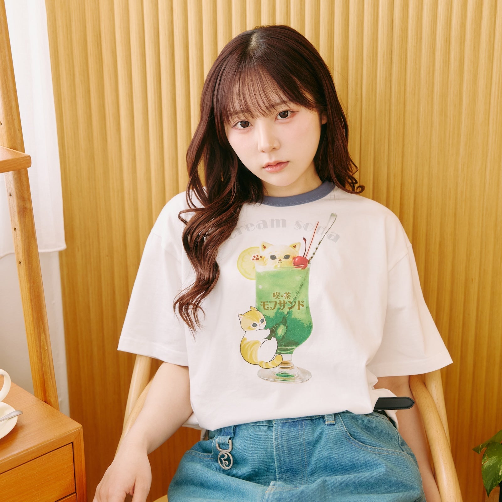 mofusand Cream Soda White T-Shirt 4570189208994