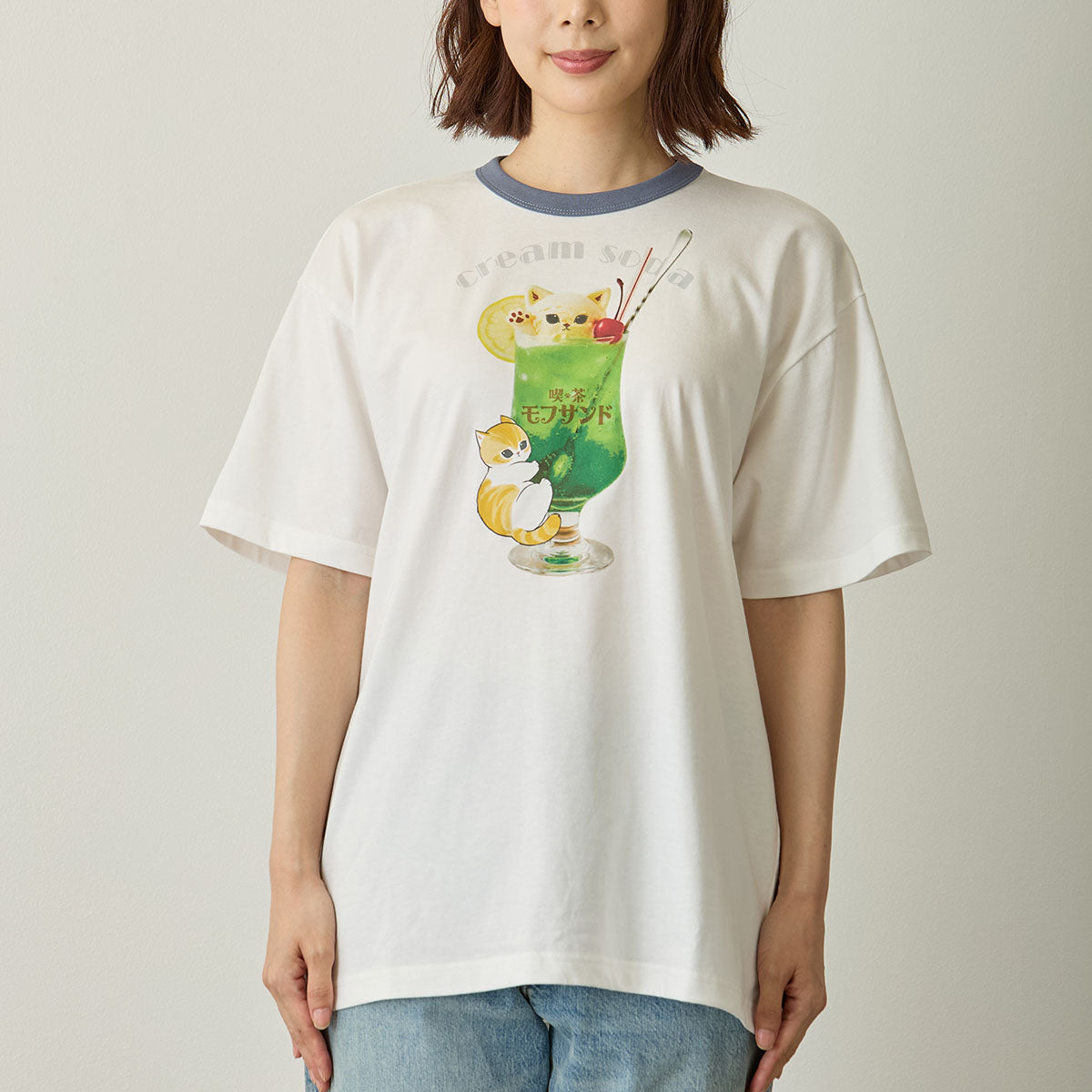 mofusand Cream Soda White T-Shirt 4570189208994