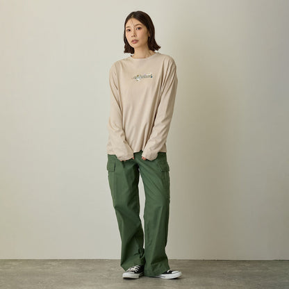 mofusand x Hibiya Kadan Leaf Pattern Beige Long Sleeve T-Shirt 4570189209212