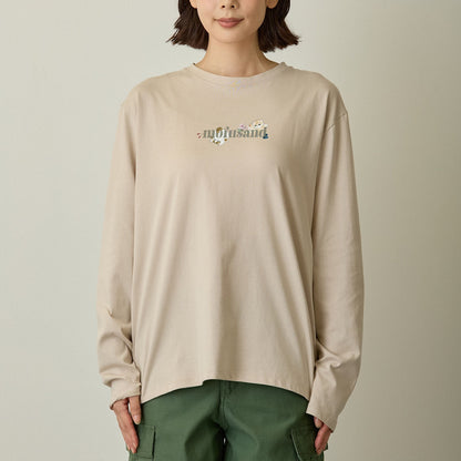 mofusand x Hibiya Kadan Leaf Pattern Beige Long Sleeve T-Shirt 4570189209212