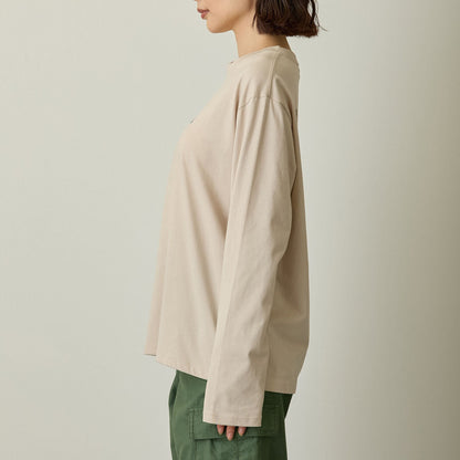 mofusand x Hibiya Kadan Leaf Pattern Beige Long Sleeve T-Shirt 4570189209212